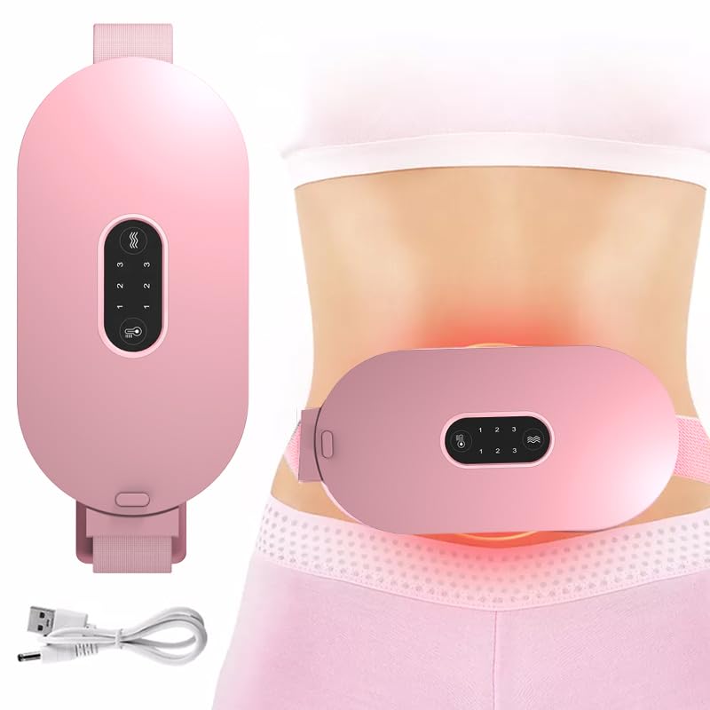 SkyShopy Electric Cordless Heating Pad for Period Pain, Cramp Relief, Back Pain in Period, Belly Warmer Heating Pad with 4 Heat Levels 4 Vibration Modes, Caring Gift Heating Pad Belt for Men Women SkyShopy Electric Cordless Heating Pad for Period Pain, Cramp Relief, Back Pain in Period, Belly Warmer Heating Pad with 4 Heat Levels 4 Vibration Modes, Caring Gift Heating Pad Belt for Men Women